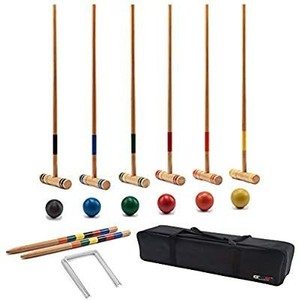 lot 13499 image: Lululion Premium 6-Player Croquet Set for Adults & Kids