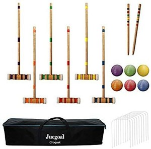 lot 13500 image: Juegoal Six Player Croquet Set with Carrying Bag, 28 Inch