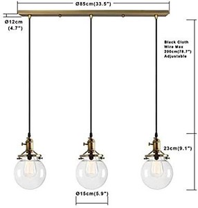 lot 13527 image: Permo Vintage Rustic Industrial 3-Lights Kitchen Island Chandelier