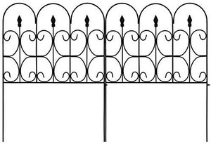 lot 13536 image: Amagabeli Decorative Garden Fence 32in x 10ft Outdoor Coated Metal Rustproof Landscape Wrought Iron Wire Border Folding Patio Fences Flower Bed Fencing Barrier Section Panels Decor Picket Edging Black