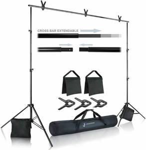 lot 13544 image: Julius Studio Photo Video Studio 10 ft. Wide Cross Bar 7 ft. Tall Background Stand Backdrop Support System Kit with Carry Bag, Photography Studio, JSAG283