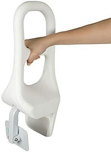 lot 13569 image: Vive Bathtub Rail - Heavy Duty Bathroom Tub Safety Rail for Elderly, Seniors, Handicap and Disabled - Clamp Railing Bath Support - Adjustable Shower Hand Grip - Handle Assist Grab Bar - Fits Most Tubs