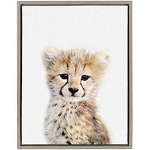 lot 22912 image: Kate and Laurel Sylvie Cheetah Framed Canvas Wall Art by Amy Peterson, 18x24, Gray