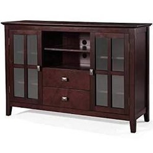 lot 22946 image: Phoenix Home Wood TV Media Stand, Medium Auburn Brown
