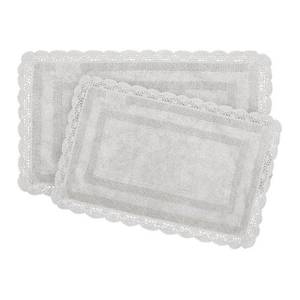 lot 22956 image: Laura Ashley Crochet Cotton 2-Pc Bath Rug Set Reversible Bath Rug Set