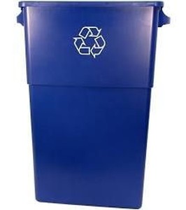 lot 22971 image: Genuine Joe GJO57258 Recycling Rectangular Container, 28 gallon Capacity, 22-12  Width x 30  Height x 11  Depth, Blue, Some Damage