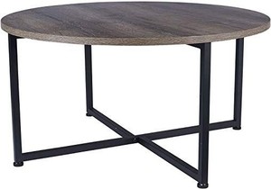 lot 22986 image: Household Essentials Grey Top Black Frame Ashwood Round Coffee Table