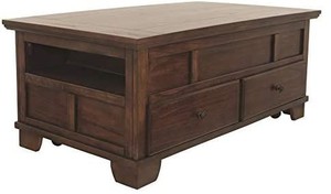 lot 22996 image: Ashley Furniture Signature Design - Gately Coffee Table - Rectangular - Lift Top - Medium Brown