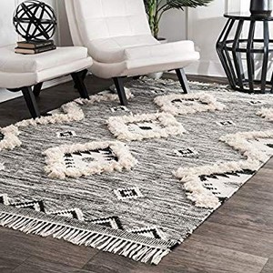 lot 23592 image: nuLOOM Moroccan Shag Fringe Wool Rug, 5 x 8, Grey
