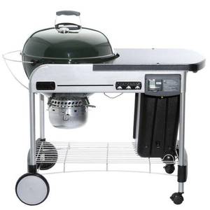 lot 23596 image: Weber Performer Deluxe Charcoal Grill Model 15507001 - Green