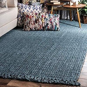 lot 23626 image: nuLOOM Natura Collection Chunky Loop Jute Rug, 5 x 7 6 , Navy Blue