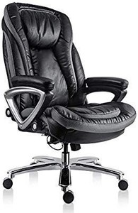 lot 23633 image: High Back Executive Thick Padding Headrest and Armrest Home Office Chair with Tilt Function, Black, Large