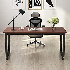 lot 23645 image: Tribesigns Modern Computer Desk, 63 inches Large Office Desk Computer Table Study Writing Desk for Home Office, Solid Metal Frame