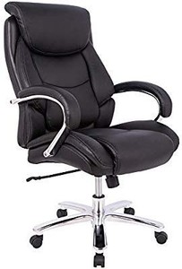 lot 23650 image: AmazonBasics Big & Tall Executive Office Desk Chair - Adjustable with Armrest, 500-Pound Capacity - Black with Pewter Finish, BIFMA Certified