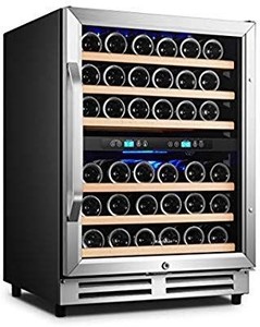 lot 23656 image: Karcassin Wine Cooler Refrigerator �� Compressor Wine Bottle Chiller �� 2 Compartment �� Dual Temp Zones for Red & White �� Stores upto 46 Bottles �� Silent with Low Vibrations �� Freestanding or Built-in