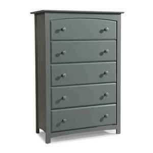 lot 23677 image: Stork Craft Kenton 5 Drawer Dresser - Gray