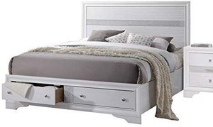 lot 23679 image: ACME Furniture Naima Eastern King Bed with Storage, White
