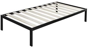 lot 23686 image: Zinus Mia Modern Studio 14 Inch Platform 1500 Metal Bed Frame  Mattress Foundation  No Box Spring Needed  Wooden Slat Support  Good Design Award Winner  Black, Twin