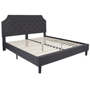 lot 23699 image: Flash Furniture Brighton Tufted Upholstered King Size Platform Bed in Dark Gray Fabric