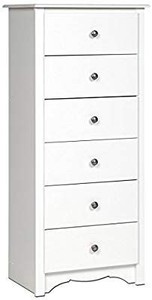 lot 23702 image: White Monterey Tall 6 Drawer Chest