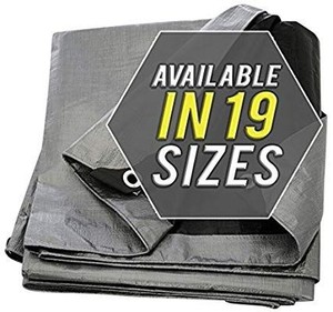 lot 23709 image: Tarp Cover 24X50 SilverBlack Extremely Heavy Duty 20 Mil Thick Material, Waterproof, Great for Tarpaulin Canopy Tent, Boat, RV Or Pool Cover