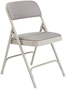 lot 23716 image: National Public Seating 2200 Series Steel Frame Upholstered Premium Fabric Seat and Back Folding Chair with Double Brace, 480 lbs Capacity, Model 2202 GraystoneGray (Carton of 4)
