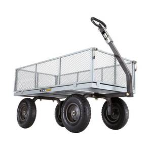 lot 25004 image: Gorilla Carts Heavy-Duty Steel Utility Cart with Removable Sides and Pneumatic Tires, 1,000-Pound Capacity, Gray