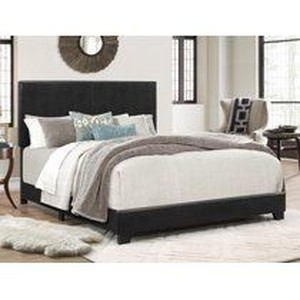 lot 25013 image: Crown Mark Upholstered Panel Bed in Black, Full