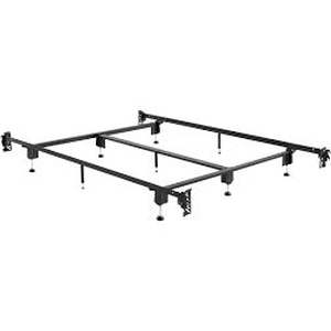 lot 25015 image: MALOUF Structures STEELOCK Hook-in Headboard-Footboard Heavy Duty Steel Frame-Metal Bed Rails, Queen