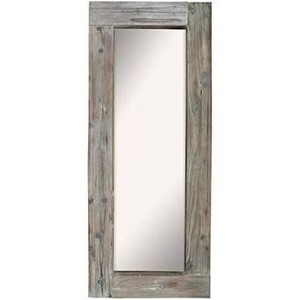 lot 25022 image: Barnyard Designs Long Decorative Wall Mirror, Rustic Distressed Unfinished Wood Frame, Vertical and Horizontal Hanging Mirror Wall Decor 58  x 24