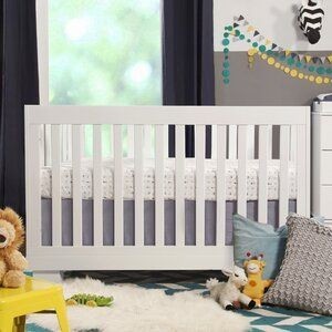 lot 25023 image: Babyletto Modo 3-in-1 Convertible Crib with Toddler Bed Conversion Kit, White
