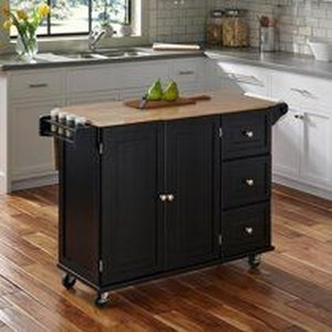 lot 25028 image: Liberty Black Kitchen Cart with Wood Top by Home Styles
