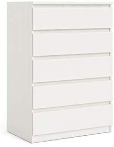 lot 25034 image: Tvilum Scottsdale 5 Drawer Chest, White Wood Grain