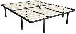 lot 25037 image: Zinus Cynthia 14 Inch MyEuro SmartBase  Wooden Slat  Mattress Foundation  Platform Bed Frame  Box Spring Replacement, Twin