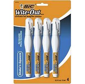 lot 25983 image: BIC Wite-Out Brand Shake N Squeeze Correction Pen, White, 4 Count
