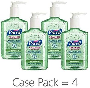 lot 27200 image: (4) Purell Advanced Hand Sanitizer Soothing Gel for Workplaces, 8 FL oz per Bottle
