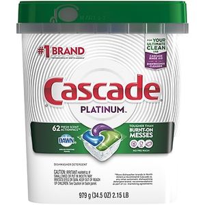 lot 27209 image: Cascade Platinum ActionPacs Fresh Scent Dishwasher Detergent - 62ct, Size 62 Count