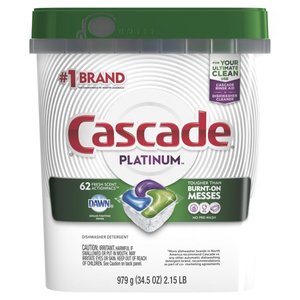 lot 27245 image: Cascade Platinum ActionPacs Fresh Scent Dishwasher Detergent - 62ct, Size 62 Count