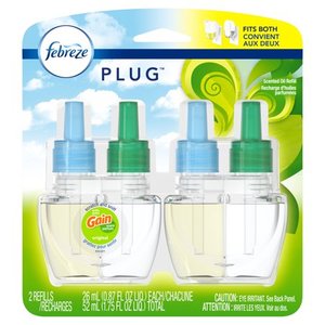 lot 27501 image: Febreze Plug Odor-Eliminating Air Freshener Refills with Gain Original Scent - 2ct, Size 0.87 fl oz2pk