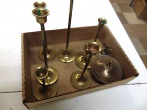 lot 1310 image: Brass Candleholders