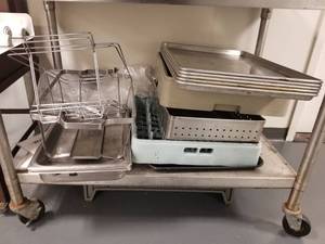 lot 1810 image: Sheet Pans, Glass Crates, Various Pans