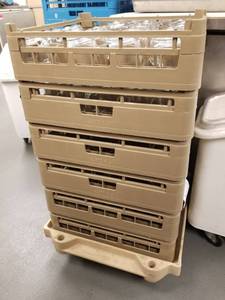 lot 1838 image: (6) Glass Crates With Cart, Glasses Included