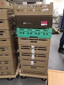 lot 1841 image: (9) Glass Crates With Cart, Glasses Included