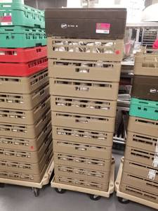 lot 1842 image: (11) Glass Crates With Cart, Cups Included