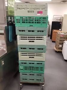 lot 1846 image: (10) Glassware Crates With Cart, Glasses Included