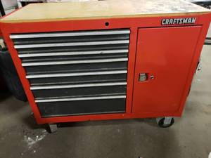 lot 3801 image: Craftsman 40 Rolling Tool Box with Work Top. Contents included