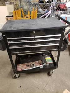 lot 3802 image: US General 4 Drawer Rolling Tool Cart with Contents