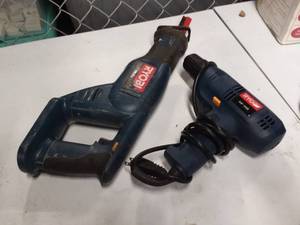 lot 3832 image: Ryobi Electric Drill and Battery Operated Reciprocating Saw