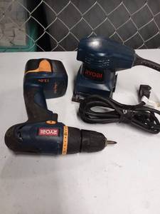 lot 3840 image: Ryobi Drill and Ryobi Electric Sheet Sander