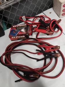 lot 3843 image: Pair of Jumper Cables and EZ Peak 4 Amp Charger